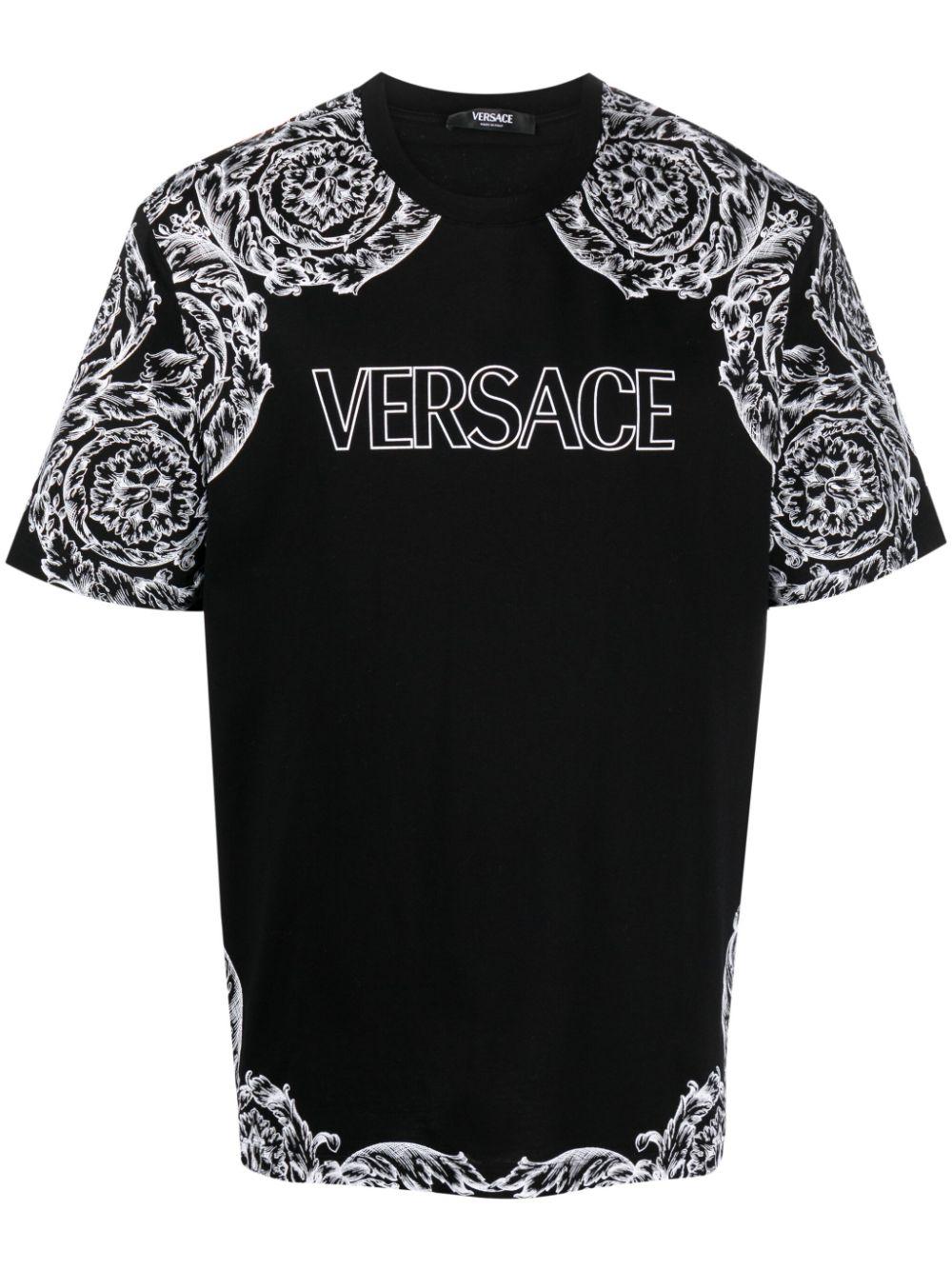 【VERSACE】Barocco Silhouette Logo T-shirt/全国送料無料 versace-black-T-Shirt-Mit-