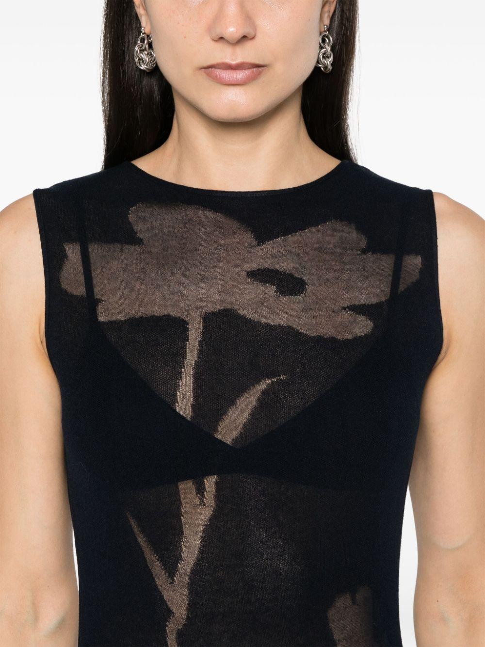 Paloma Wool Sabado Semi-Sheer Flower Jacquard Dress in Black