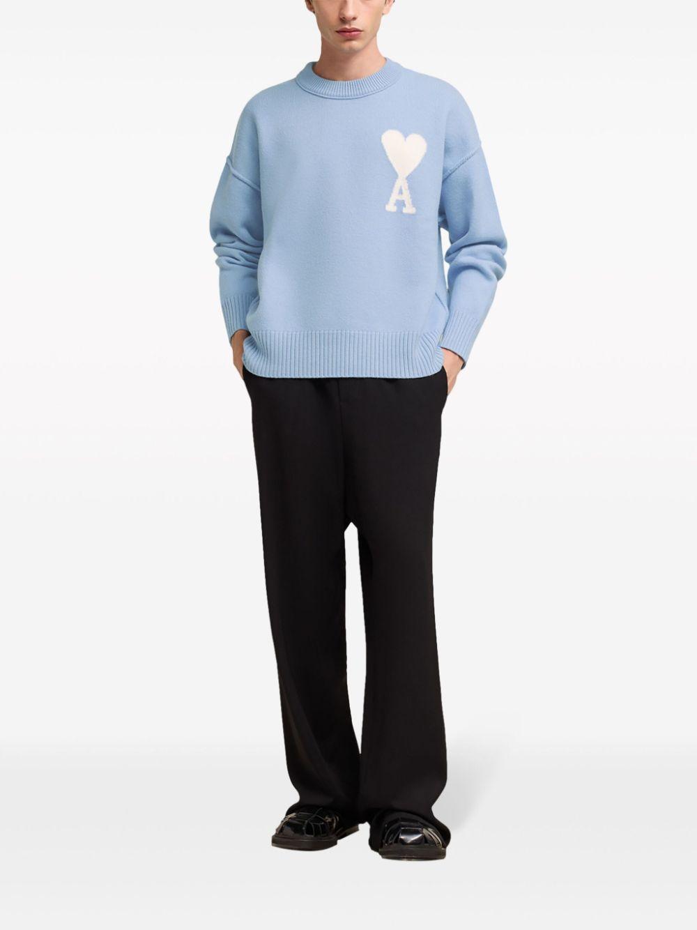 Ami Paris Ami De Coeur Wool Jumper in Blue | Lyst