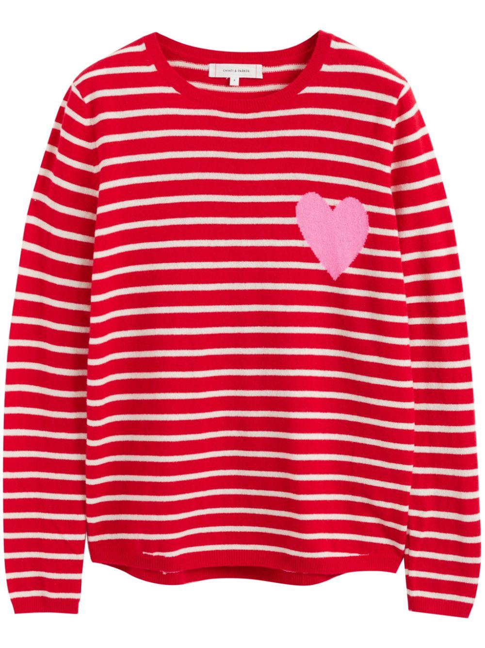 Chinti & Parker レディース レッド Breton Heart プルオーバー 