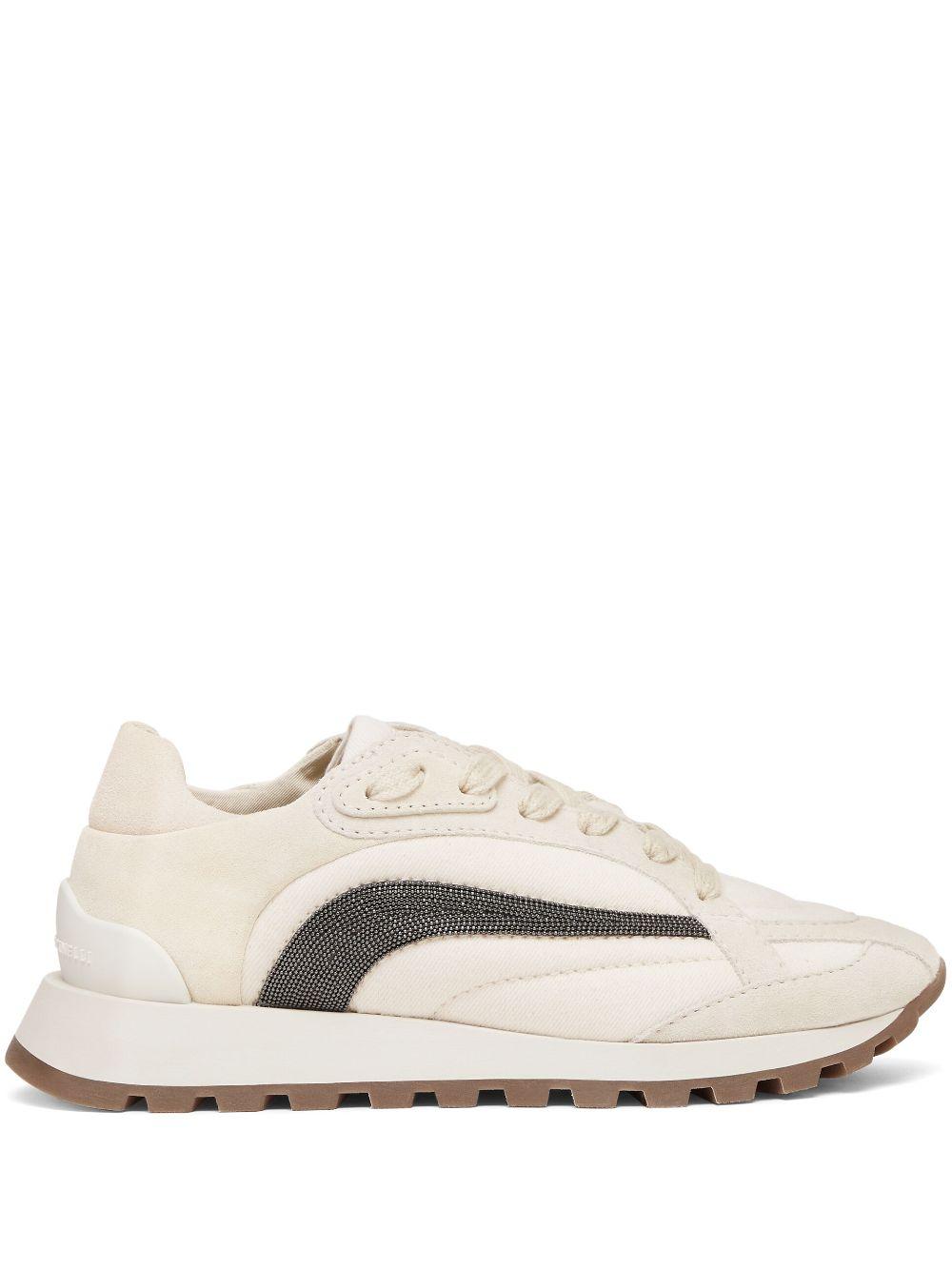 Brunello Cucinelli レディース ホワイト モニーレ スニーカー Brunello Cucinelli レディース ホワイト モニーレ スニーカー