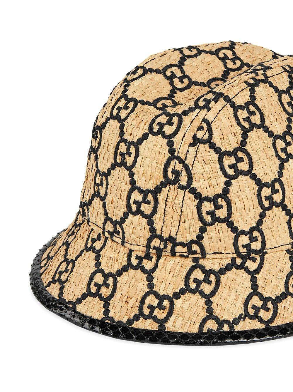 Gucci GG Fedora Hat With Snakeskin in Brown for Men Lyst