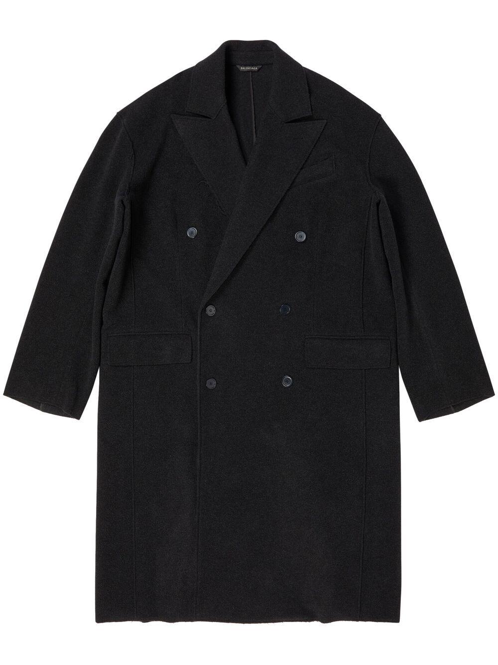 Balenciaga Double-breasted Cashmere Coat in Black | Lyst