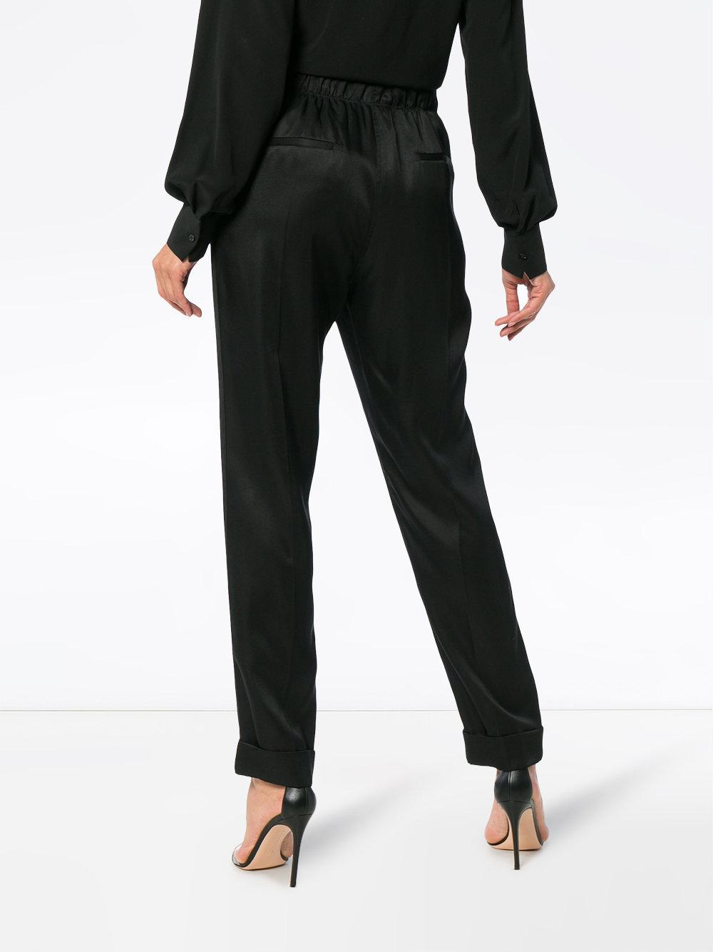 high waisted black slim leg trousers