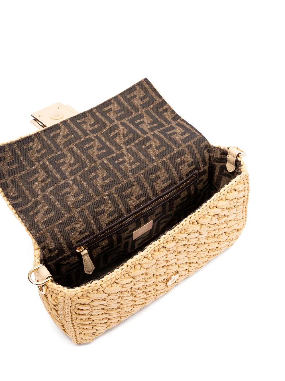 Fendi Viscose Fibre Crochet Medium Baguette Bag in Metallic