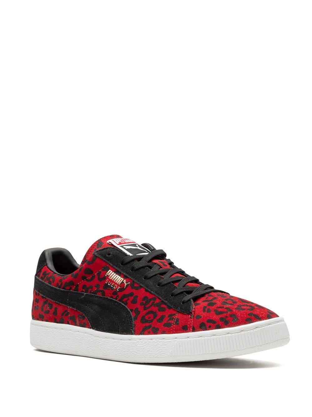 PUMA Lace Leopard Print Sneakers in Red for Men | Lyst