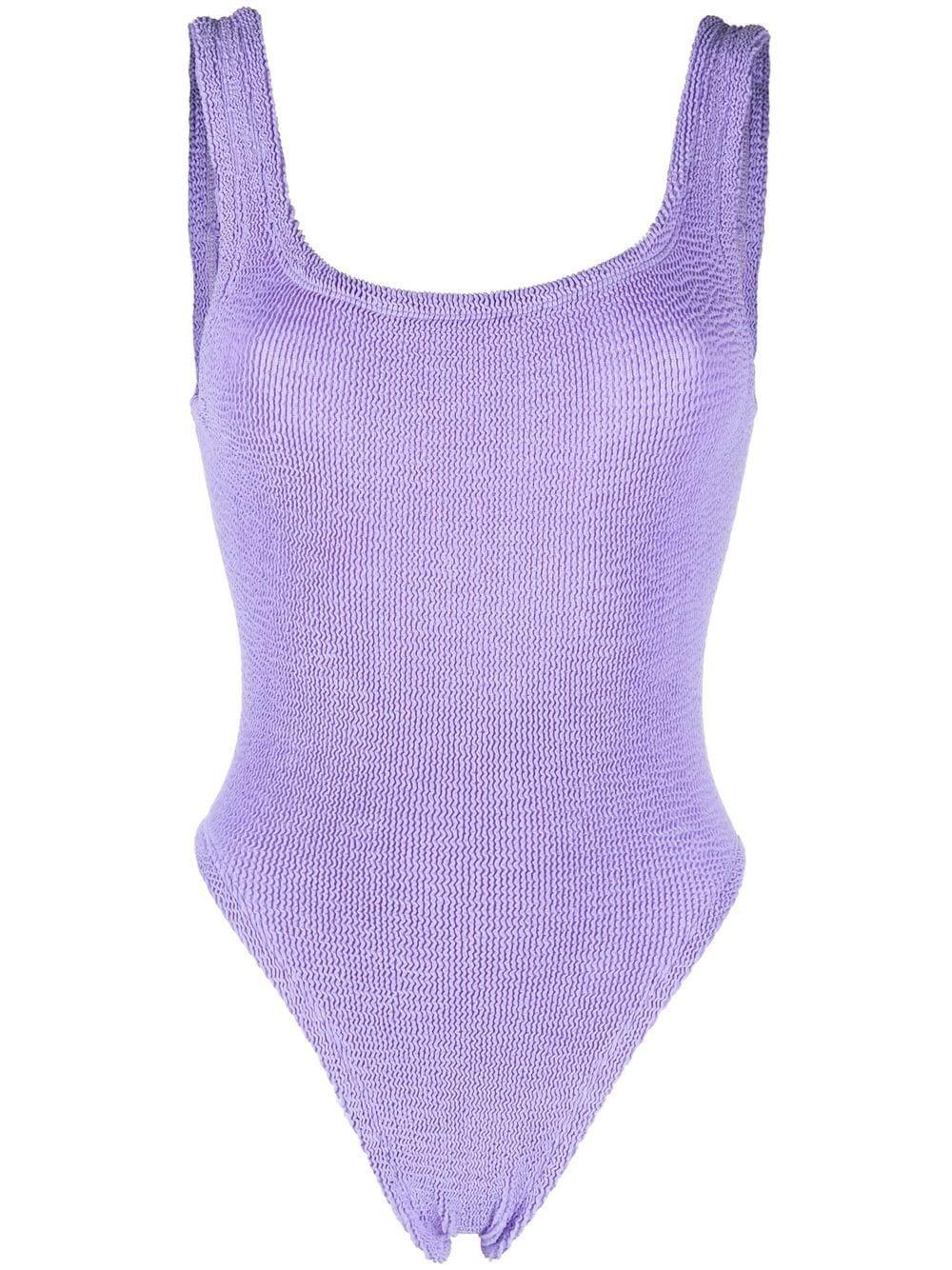 Hunza G Square-neck Crinkle Swimsuit in Purple | Lyst Australia