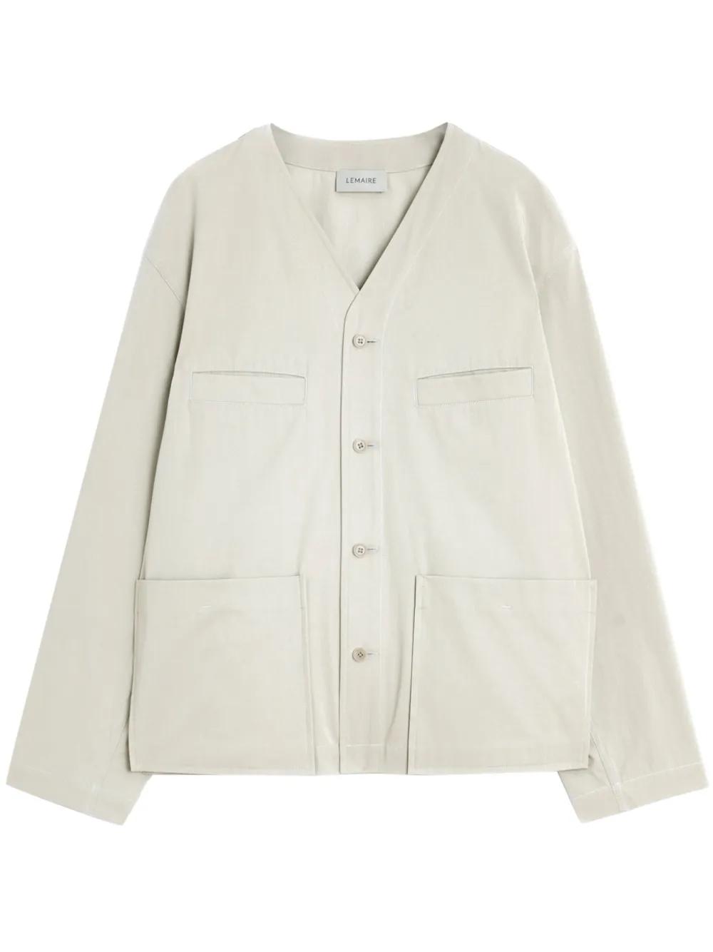 メンズ Lemaire ノーカラー シャツジャケット ホワイト | Lyst