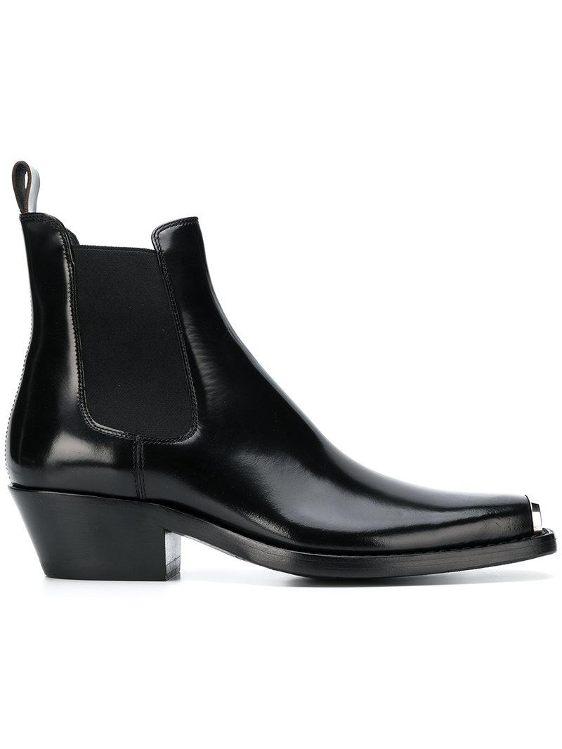 CALVIN KLEIN 205W39NYC Leather Square Toe Ankle Boots in Black for Men -  Lyst