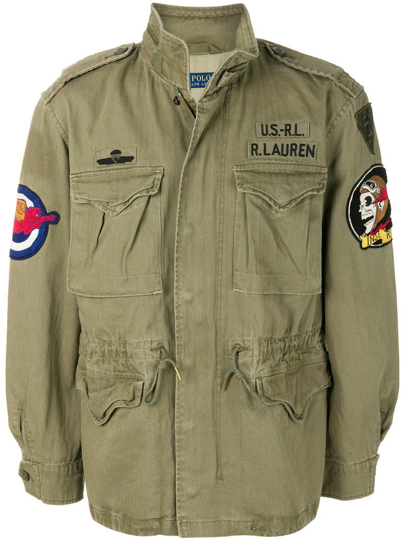 Polo Ralph Lauren Patch Appliqué Military Jacket in Green for Men | Lyst