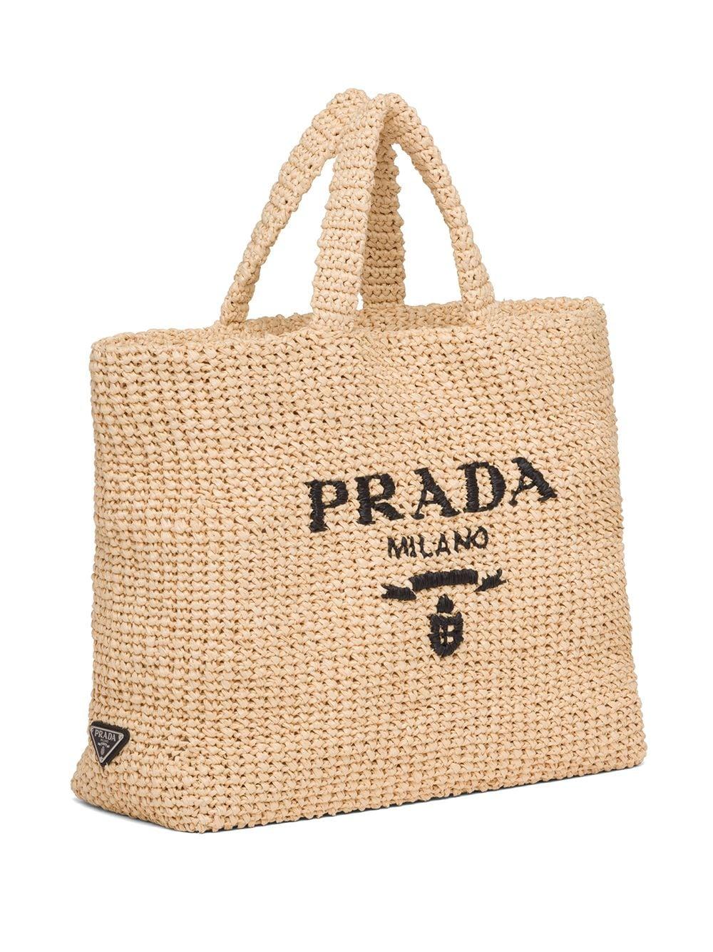 logo-print raffia tote bag