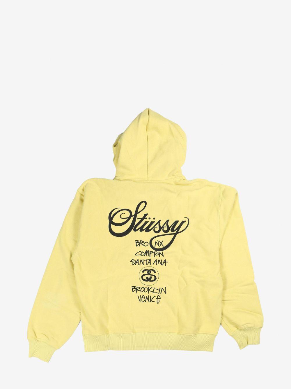 Stussy Logo-print Zip-up Hoodie in Yellow for Men | Lyst