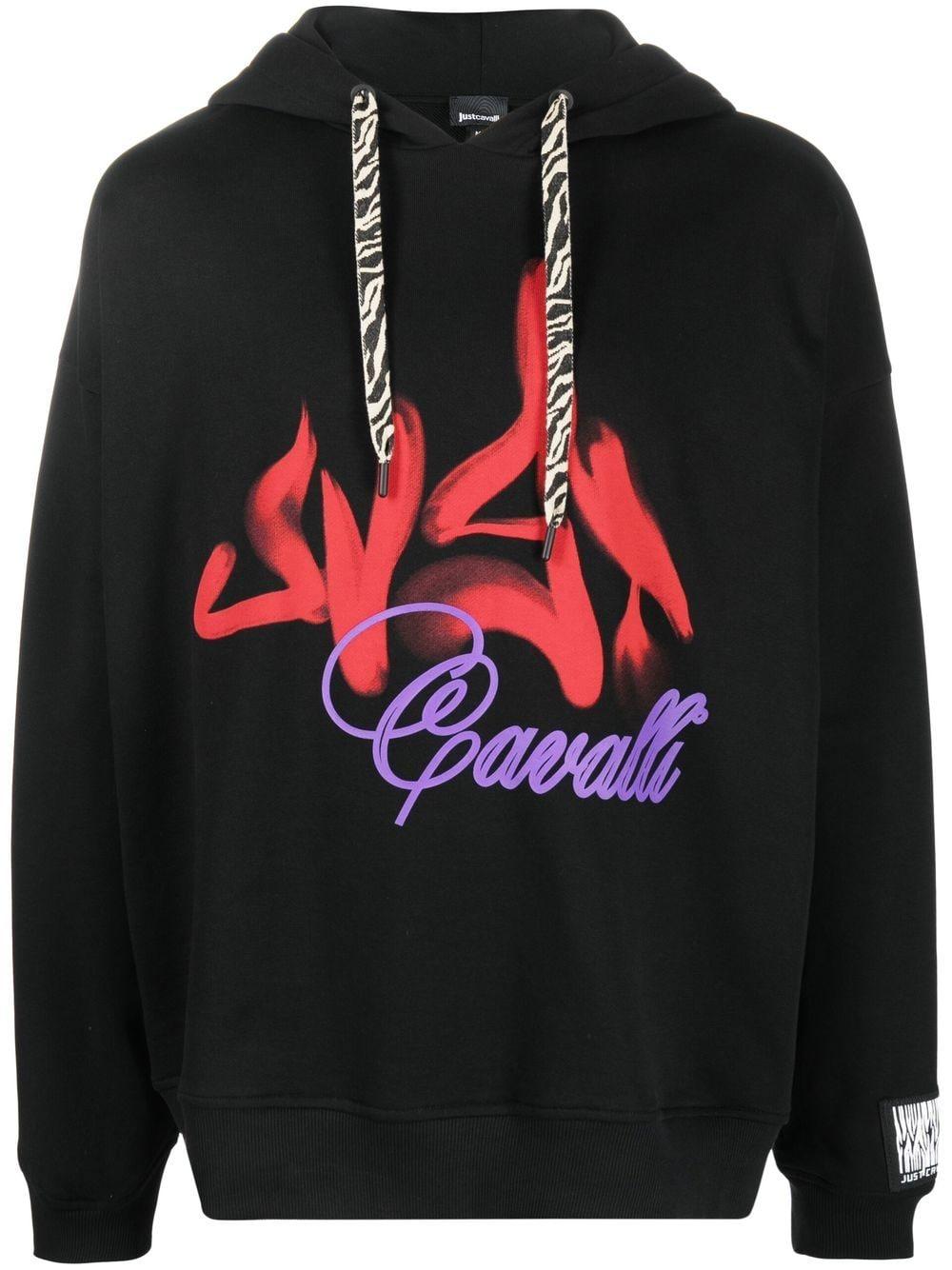 Just Cavalli Logo-print Pullover Hoodie in Black for Men | Lyst