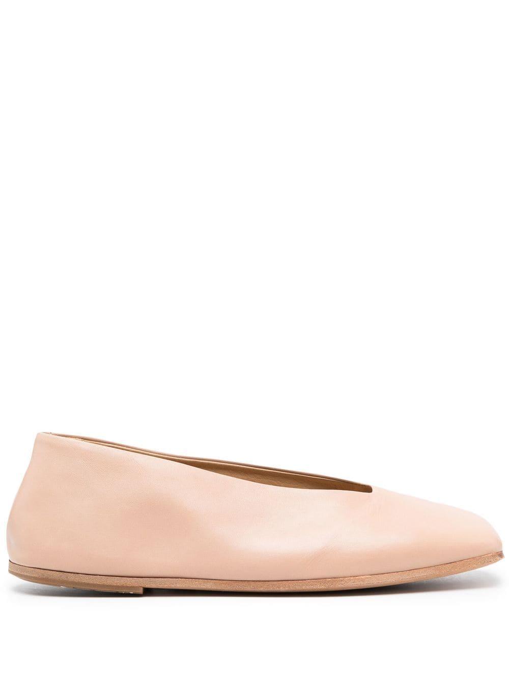 Marsèll Square-toe Leather Ballerina Shoes in Pink | Lyst