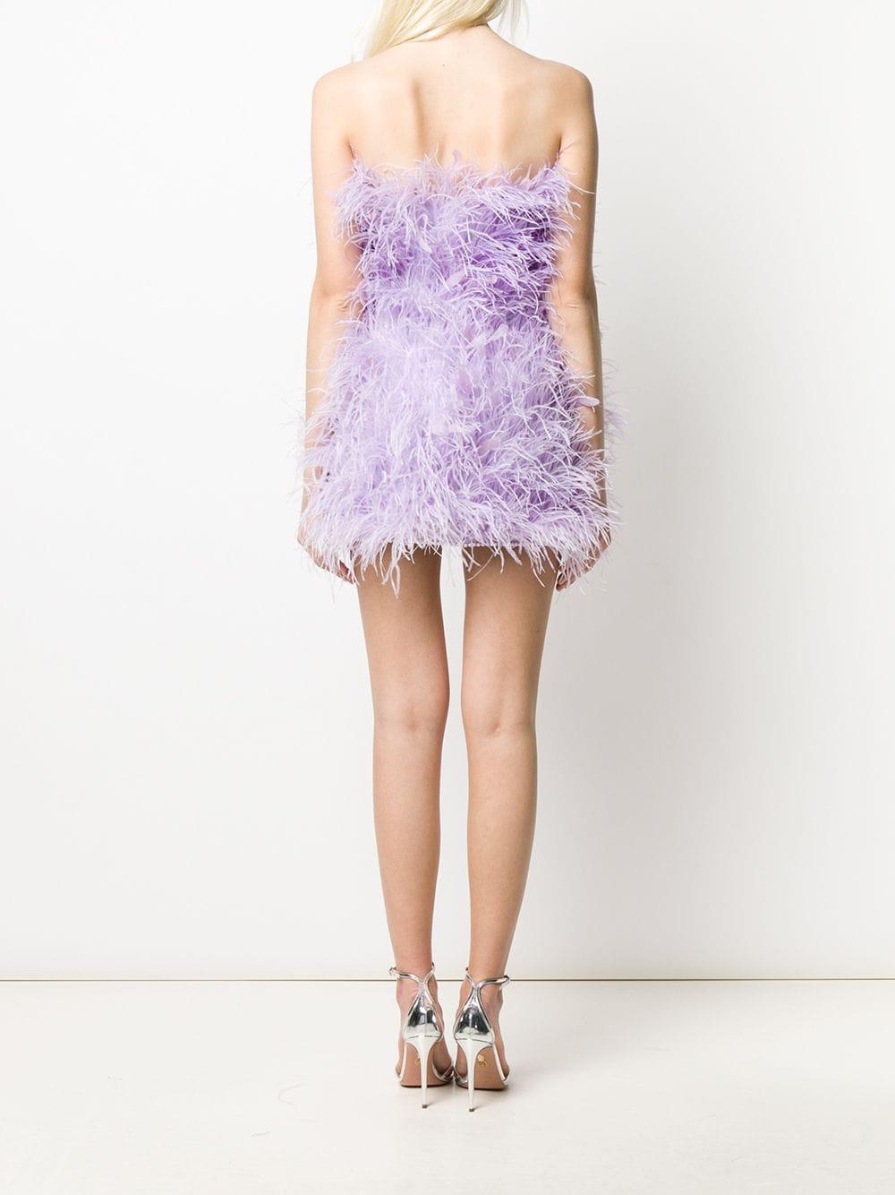 Vestito Con Piume Di Struzzo E DecorazioniThe Attico in Cotone di colore  Viola | Lyst