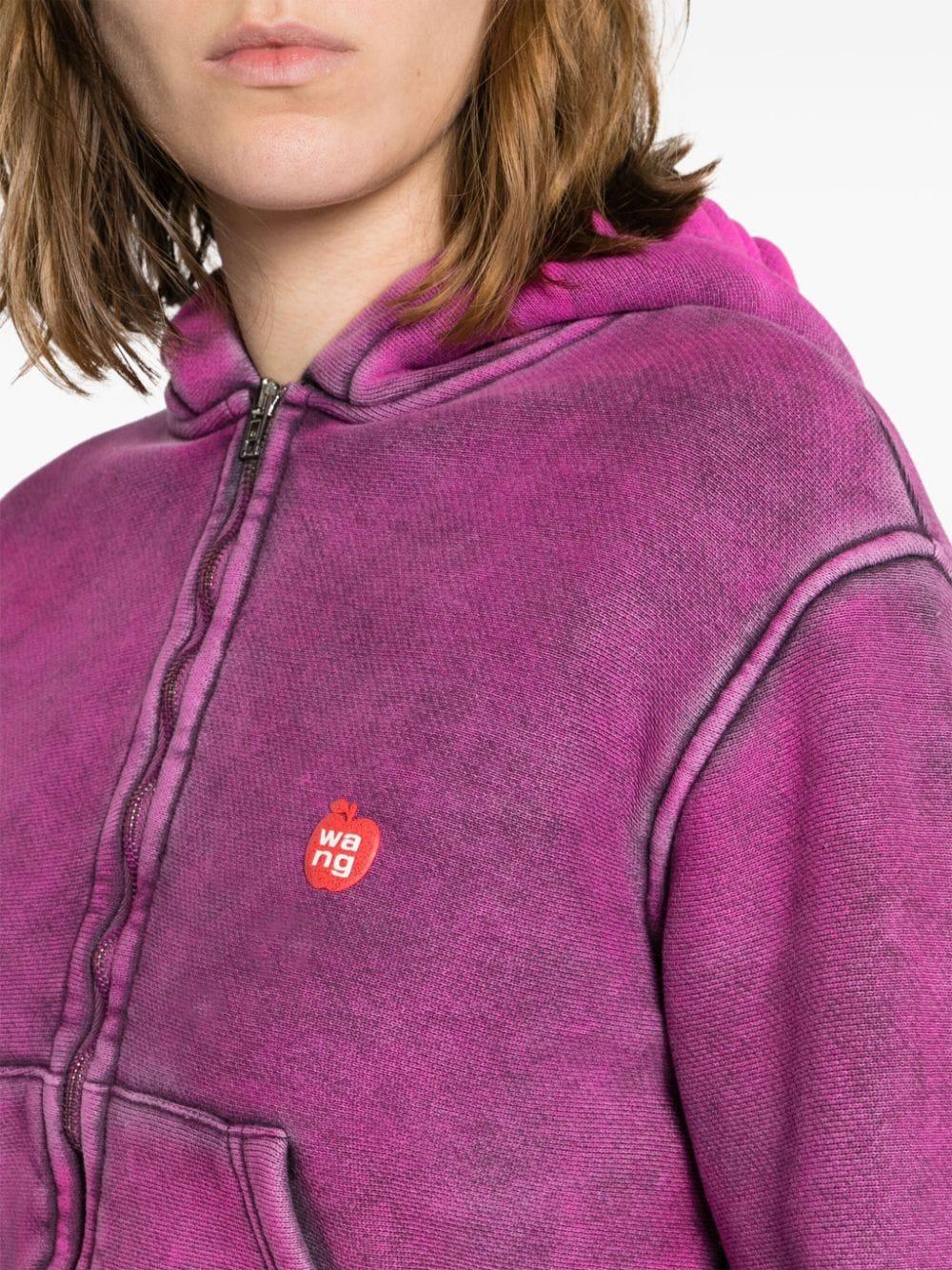 Alexander Wang ロゴパーカー ピンク XS Alexander Wang zip-up Cropped Hoodie | Pink | FARFETCH