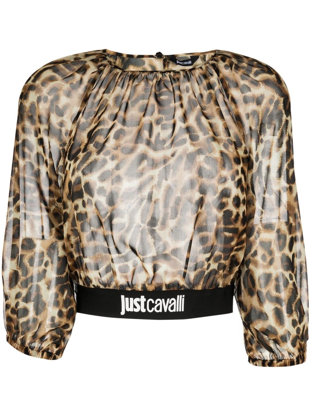 Just Cavalli Leopard-print Cropped Top in Black | Lyst Canada