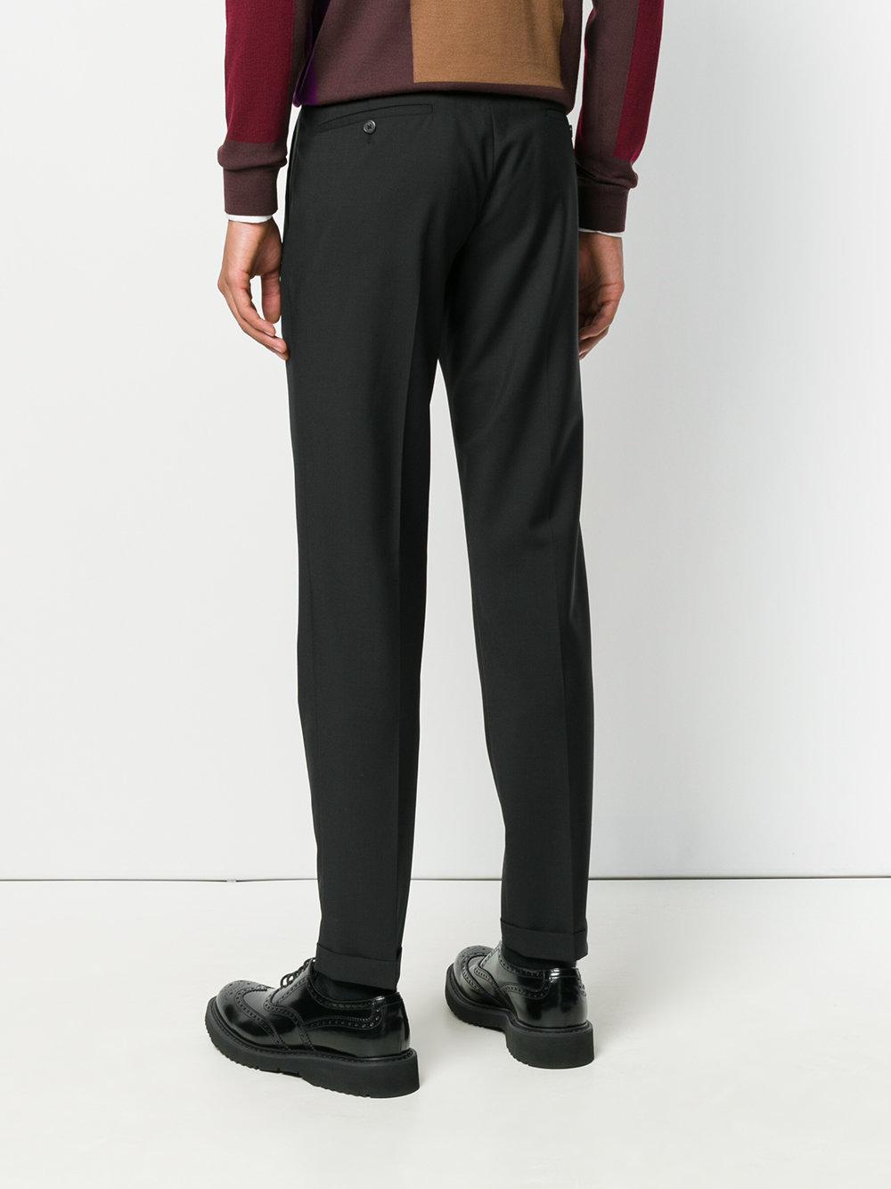 Prada Cuffed Tailored Trousers in Black for Men - Lyst