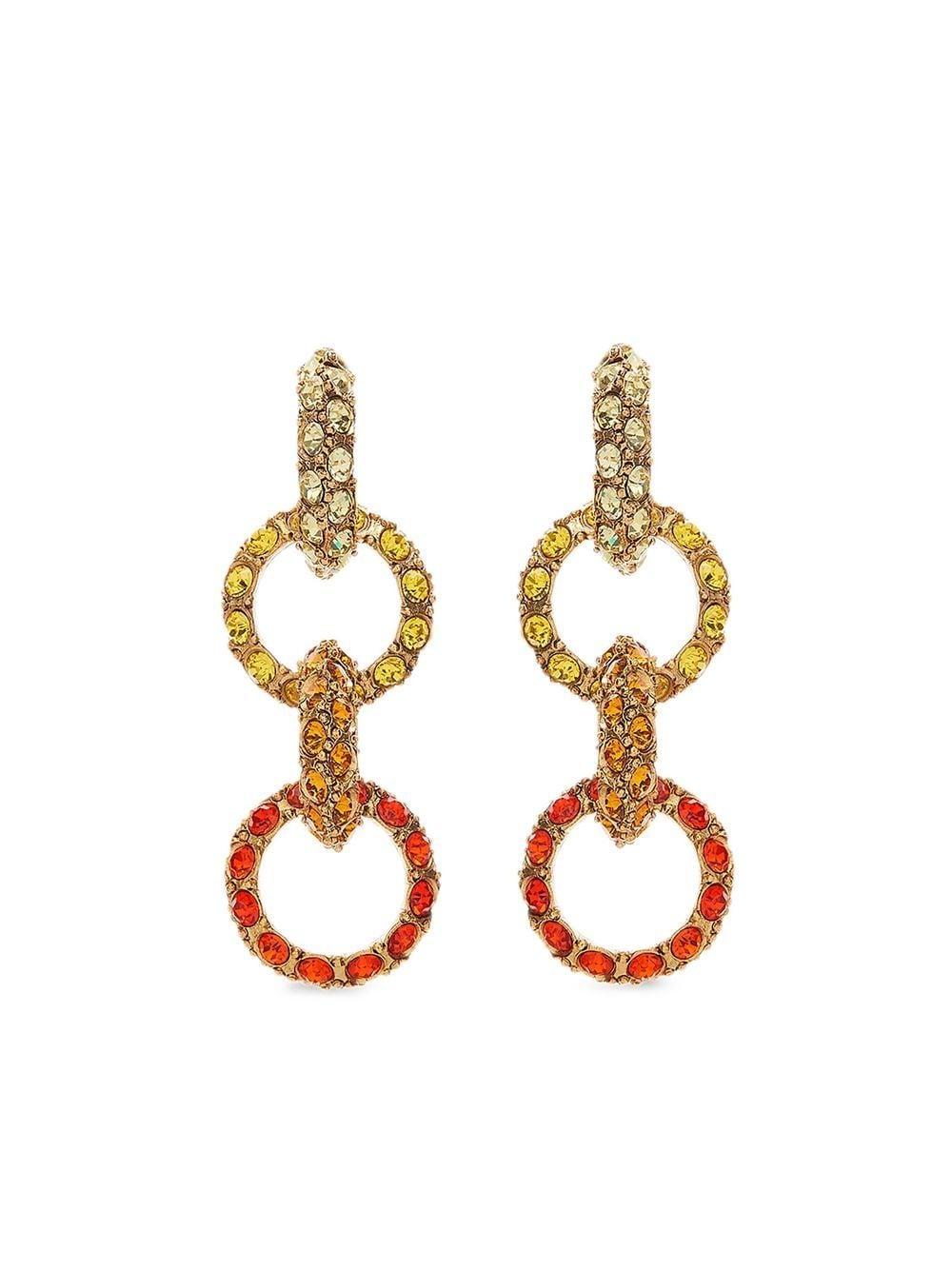 Oscar de la Renta Brass Hoop Drop Earrings in White Lyst