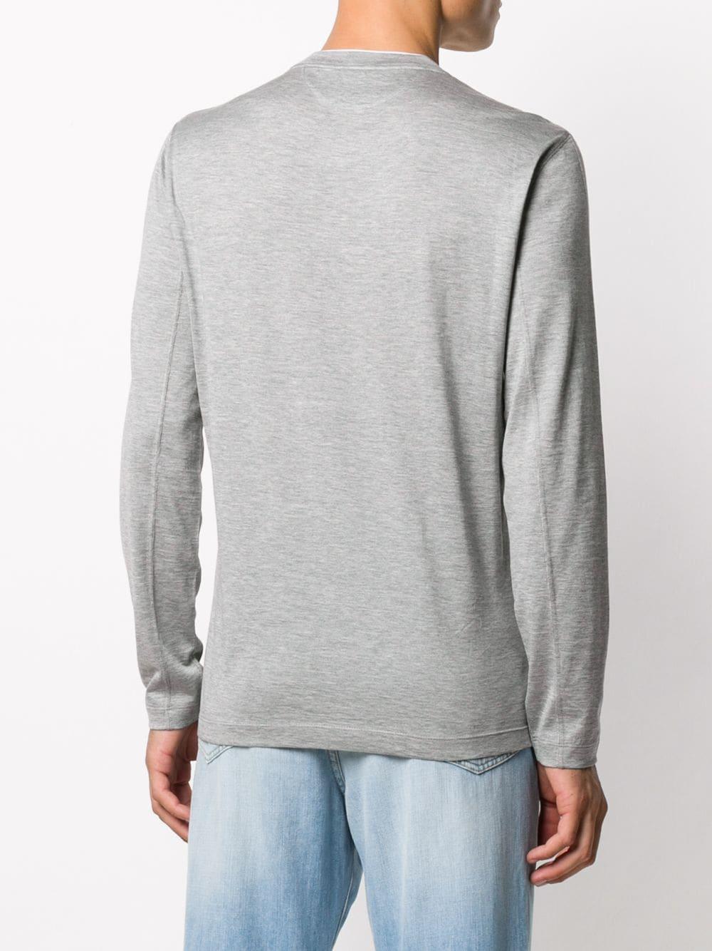 Brunello Cucinelli Silk Long-sleeved Jersey Top in Grey (Gray) for Men ...
