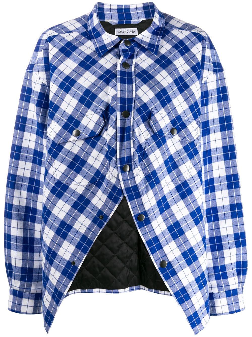 Balenciaga Swing Canadian Checked Cotton-flannel Shirt in Blue - Lyst