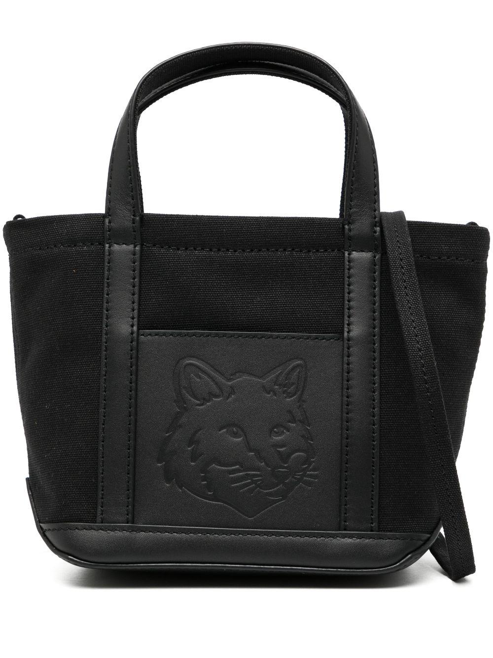 Maison Kitsuné Festive Fox Head Mini Tote Bag in Black | Lyst