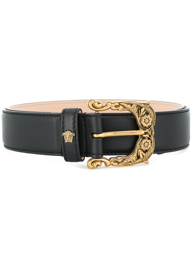 Versace Baroque Buckle Belt in Black | Lyst