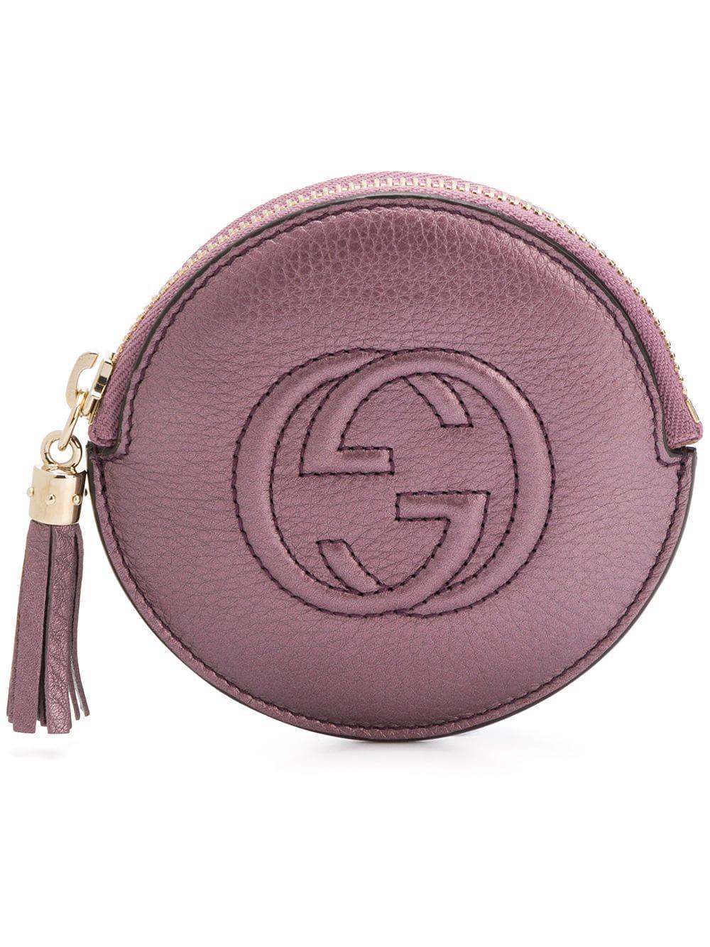 Gucci Leer Ronde Handtas Met GG Reliëf in het Paars - Lyst
