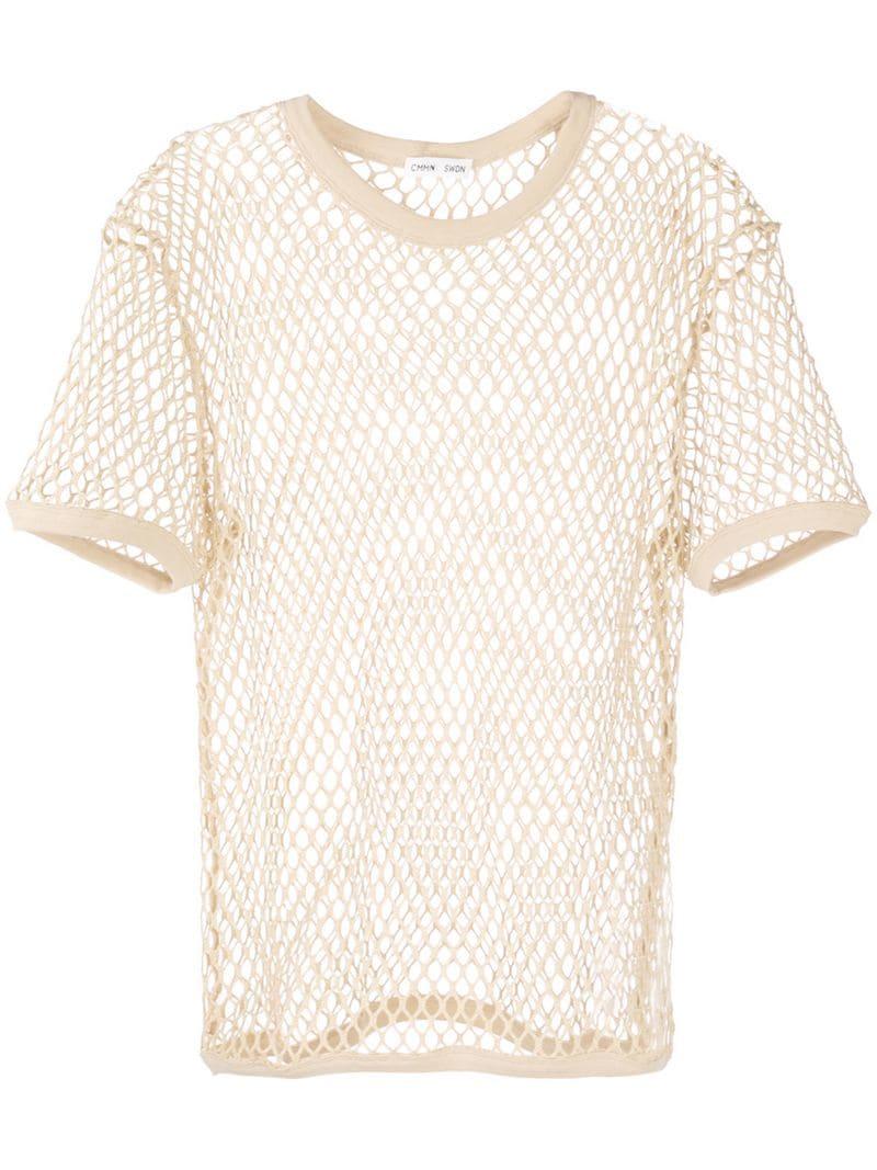 Cmmn Swdn Cotton Beige Fishnet T-shirt 