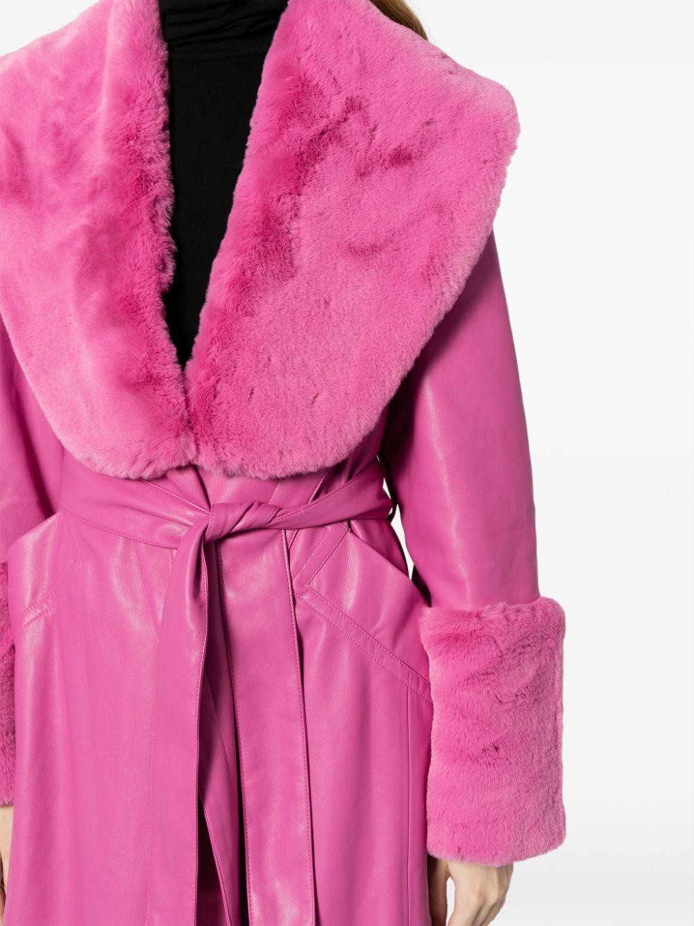 Jakke Bailey Belted Faux-leather Coat in Pink | Lyst
