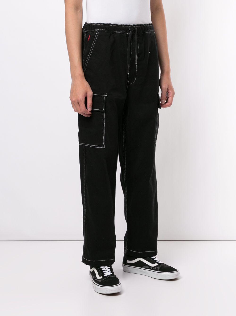 Izzue Contrast-stitch Cargo Trousers in Black for Men - Lyst