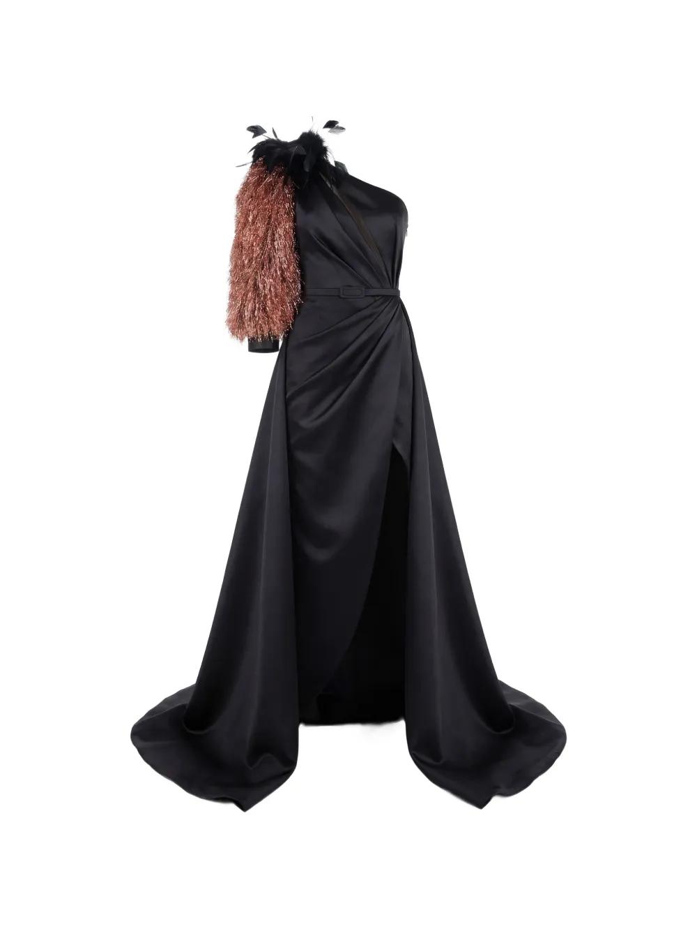 white christmas dresses Feather Embellished Sequin Long Party Dress with Tail 42 main image 0