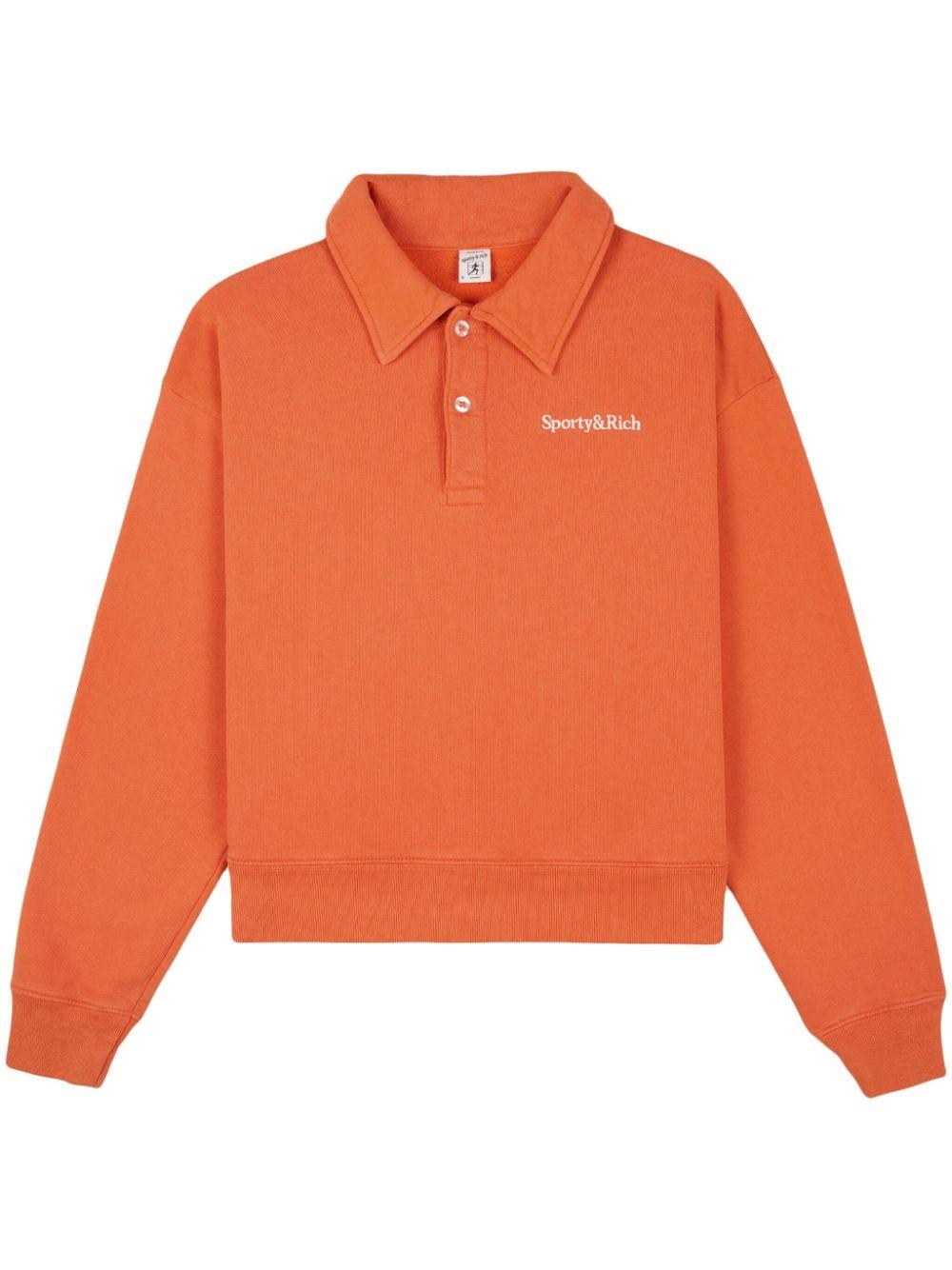 Sporty amp; Rich logo-print cotton polo shirt - Orange
