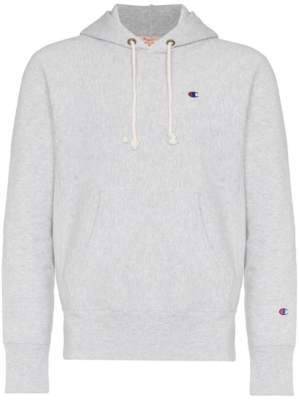 Champion Light Grey Reverse Weave Terry Cotton Hoodie in Gray for Men ...