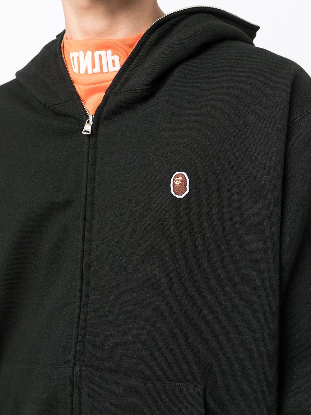 A Bathing Ape Cotton Zip-front Logo Embroidered Hoodie in Black for Men |  Lyst Canada