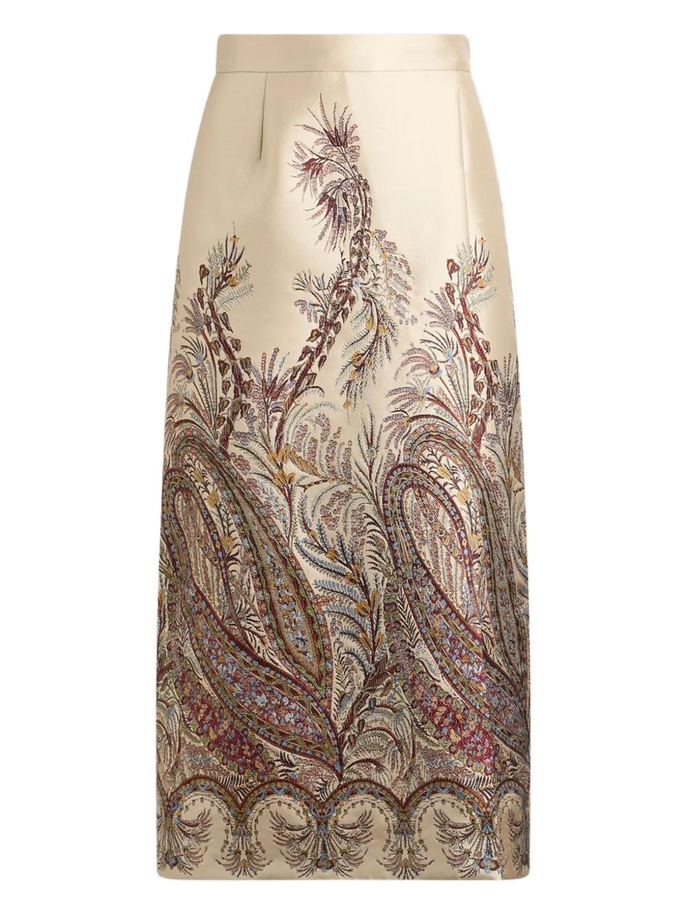 ETRO フローラル ペイズリー ジャカード ニット ミディスカート フローラル ペイズリー ジャカード スカート