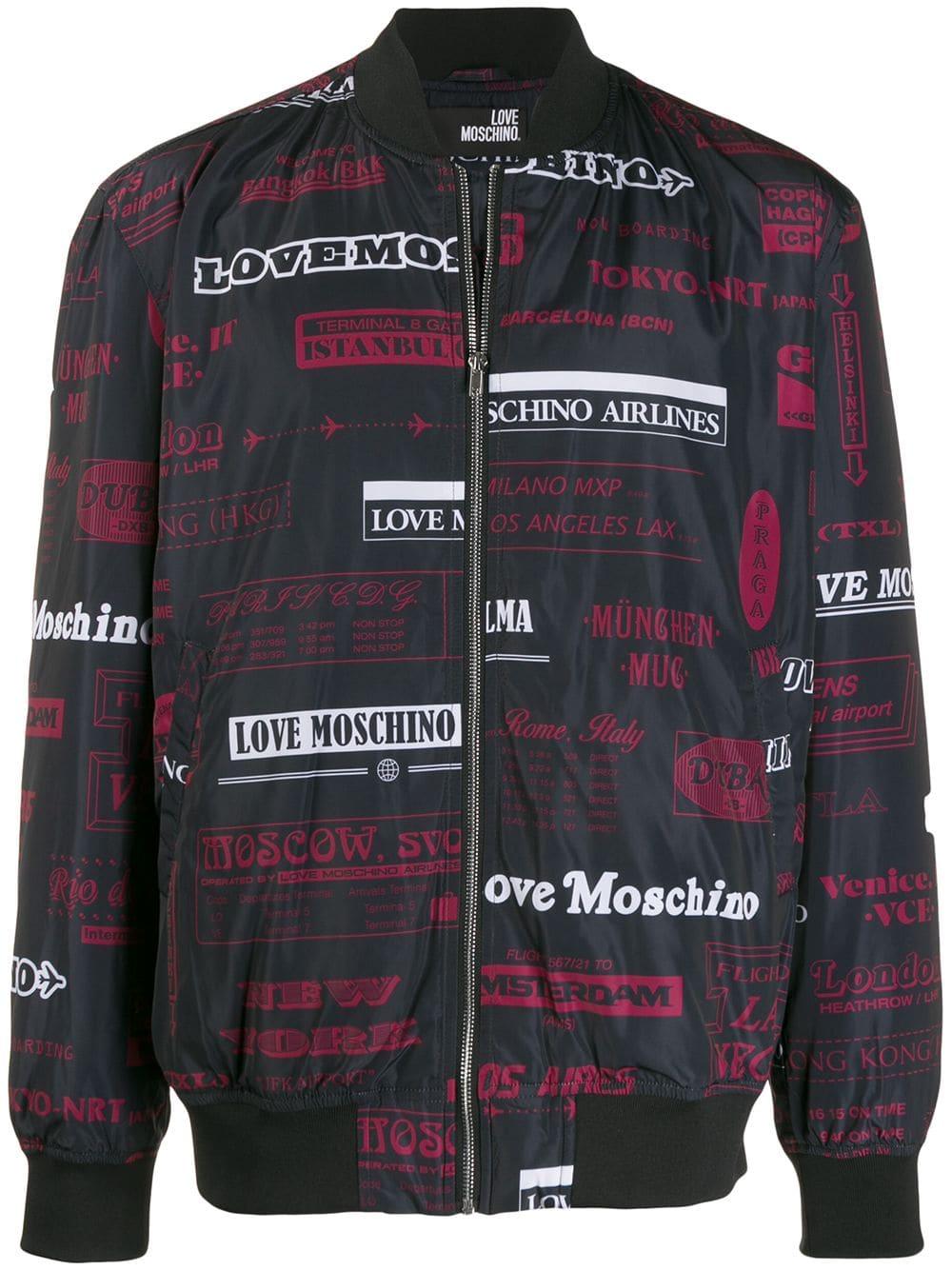 Love Moschino Moschino Airlines Print Jacket in Black for Men | Lyst