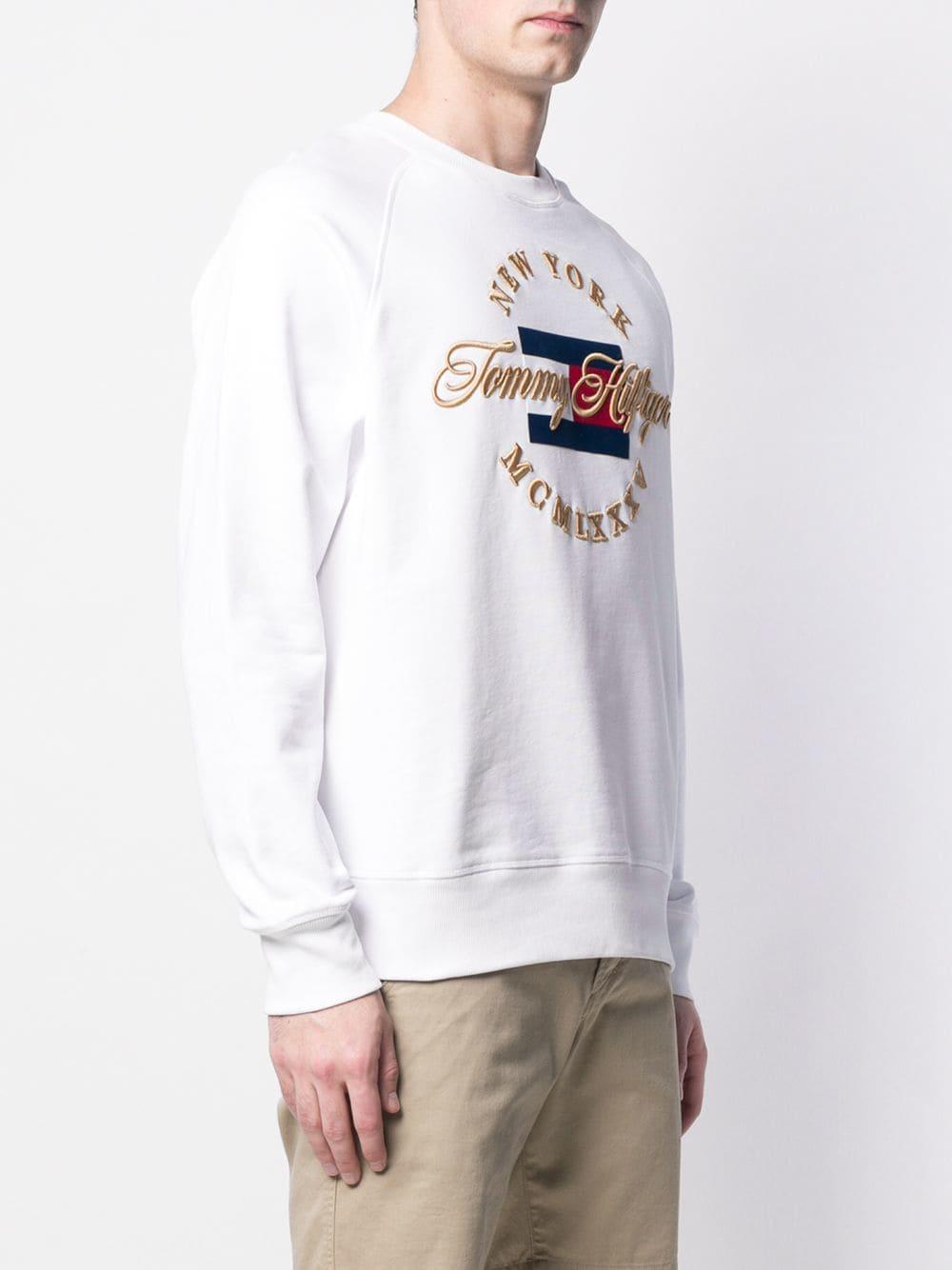Sudadera New York con logo bordado Tommy Hilfiger de hombre de color Blanco  | Lyst