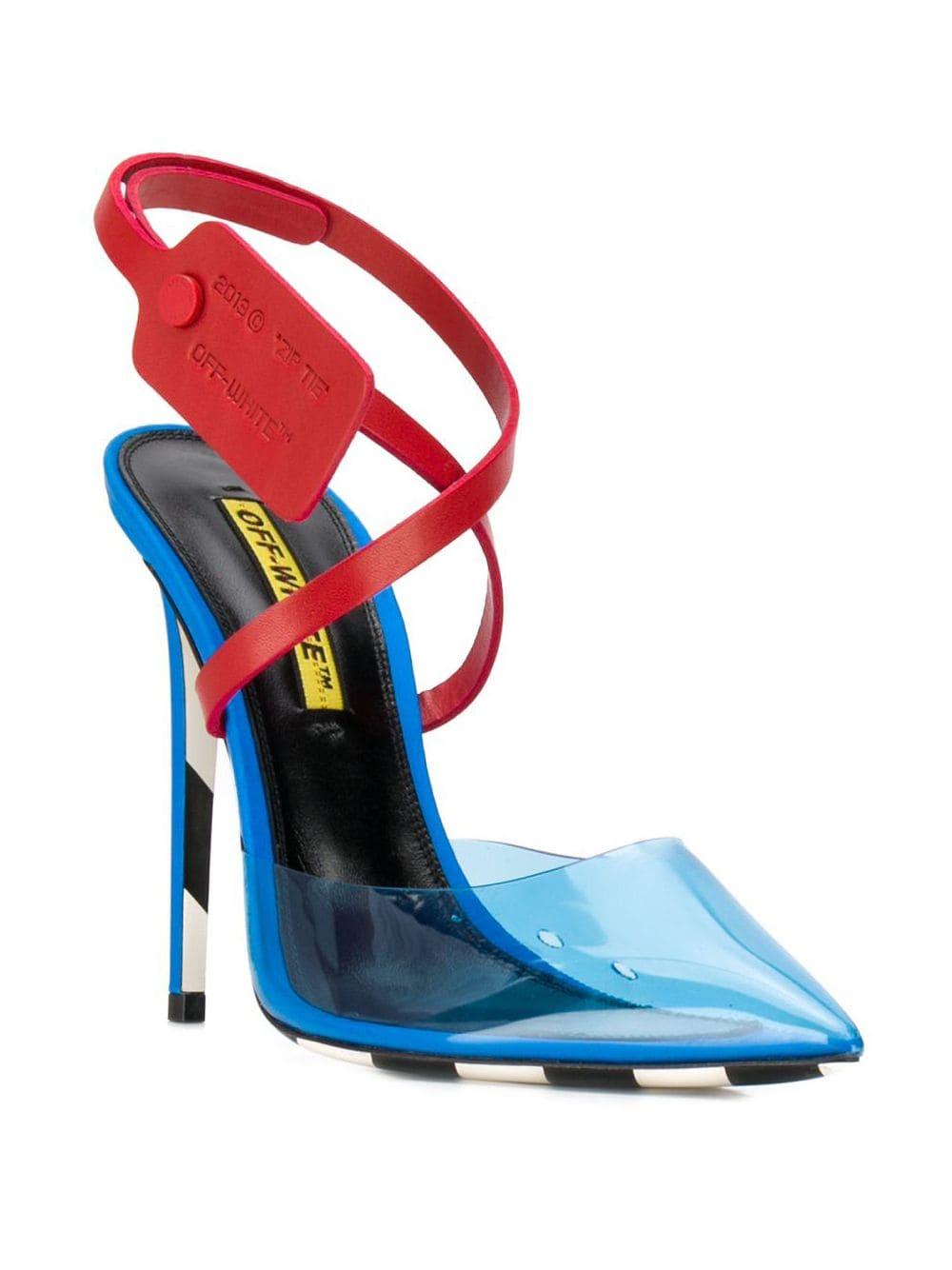 off white heels blue