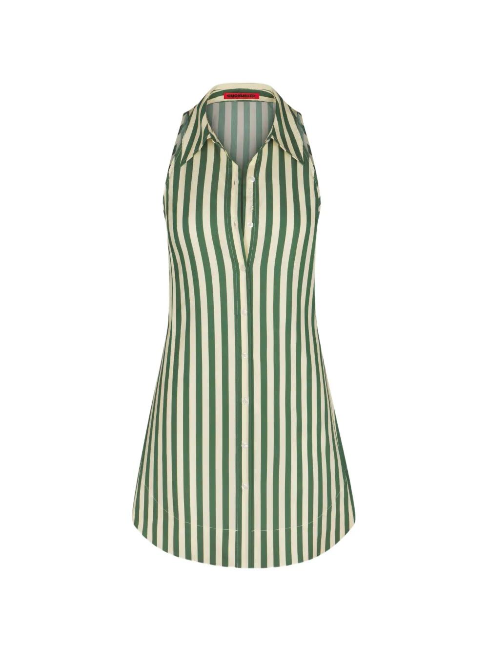simon miller green stripe dress Simon Miller Sahara Striped Denim Dress | Green