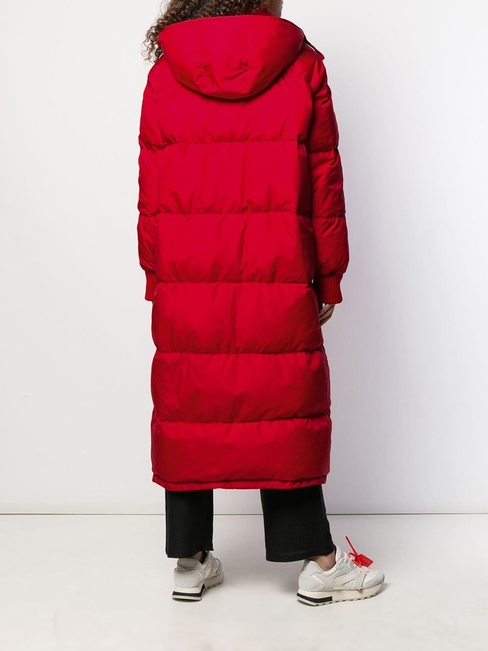 red long padded coat