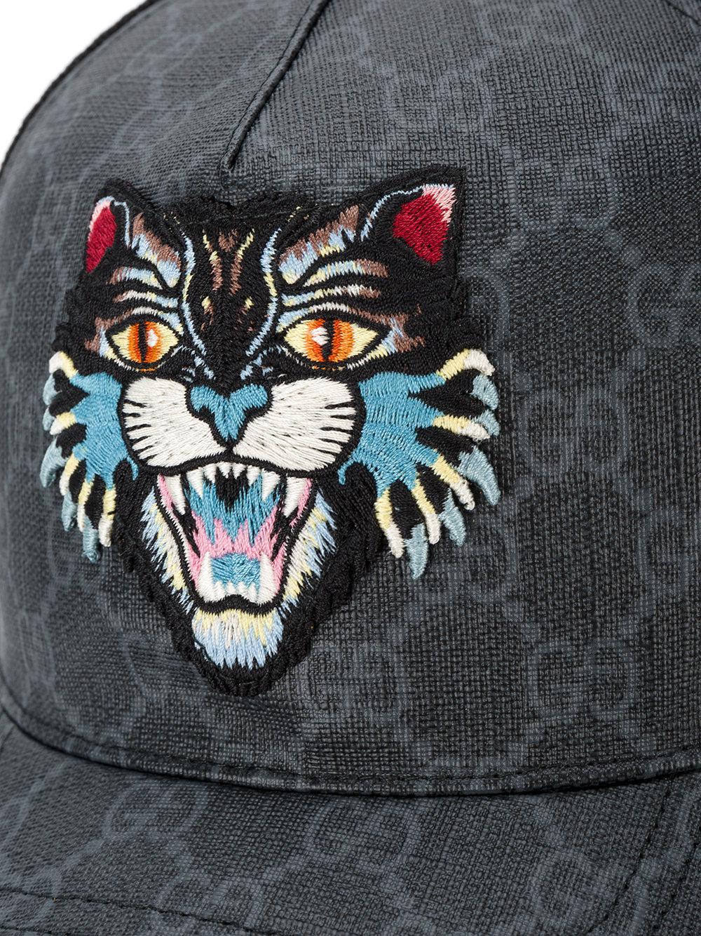 Gucci Gg Supreme Angry Cat Baseball Cap in Black for Men | Lyst