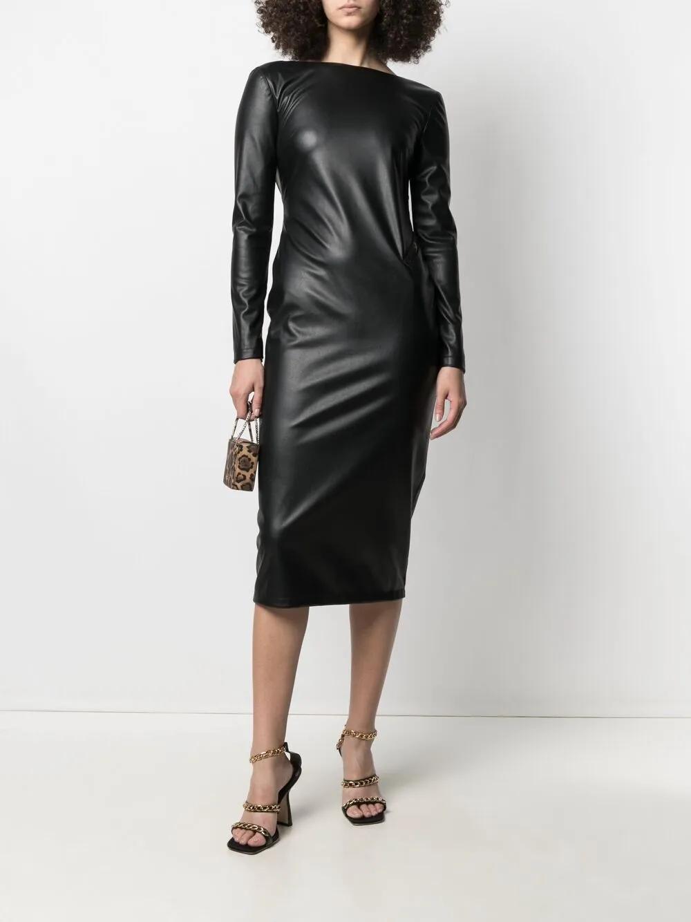 chinese dress ladies Gucci by Tom Ford 1999 Leather Flower Applique Dress  COUL ARCHIVE