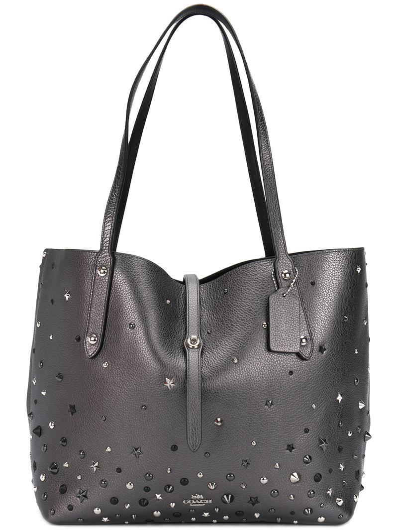 COACH Studded Tote Bag in Metallic | Lyst