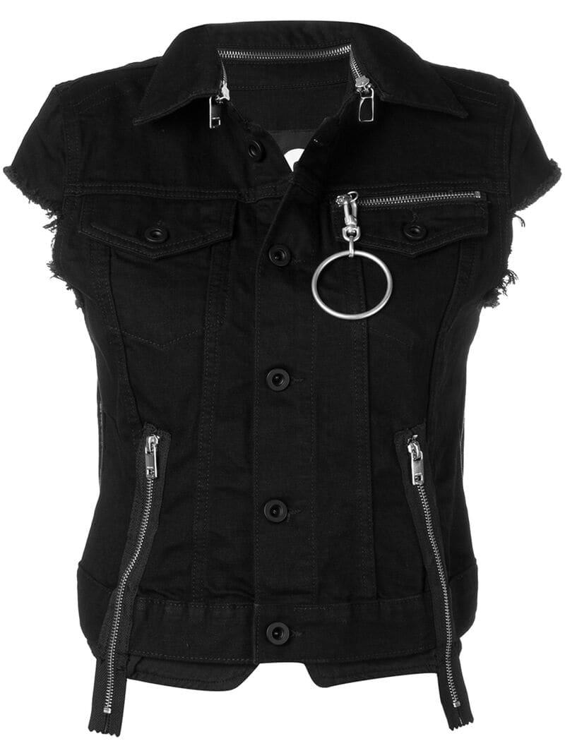 mens black denim gilet