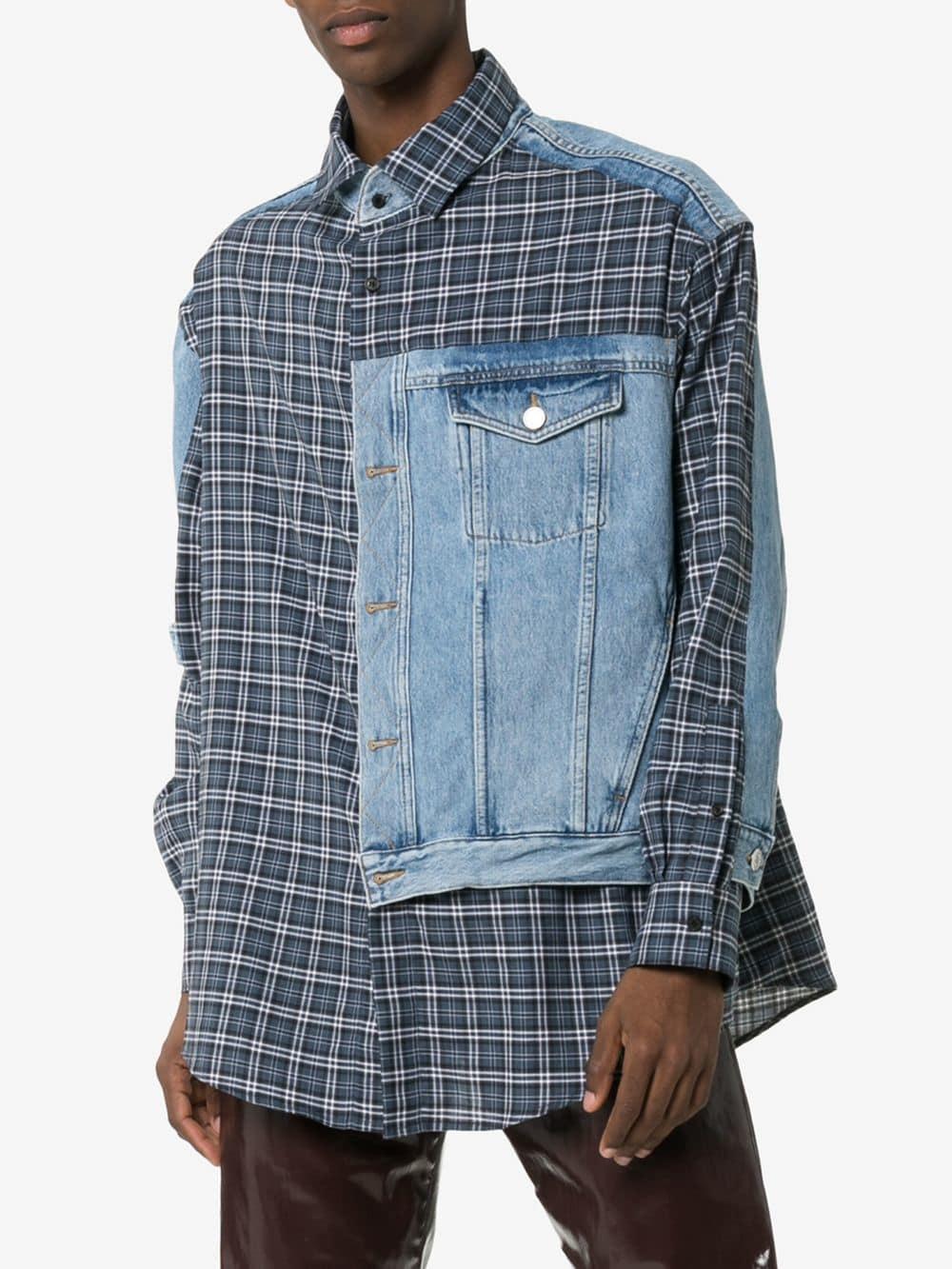 Martine Rose Denim Hybrid Shirt in Blue 