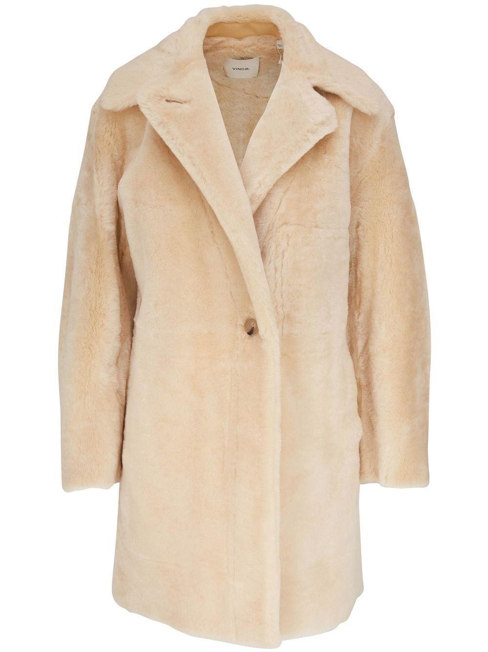 Vince Collared Shearling Coat in Natural Lyst