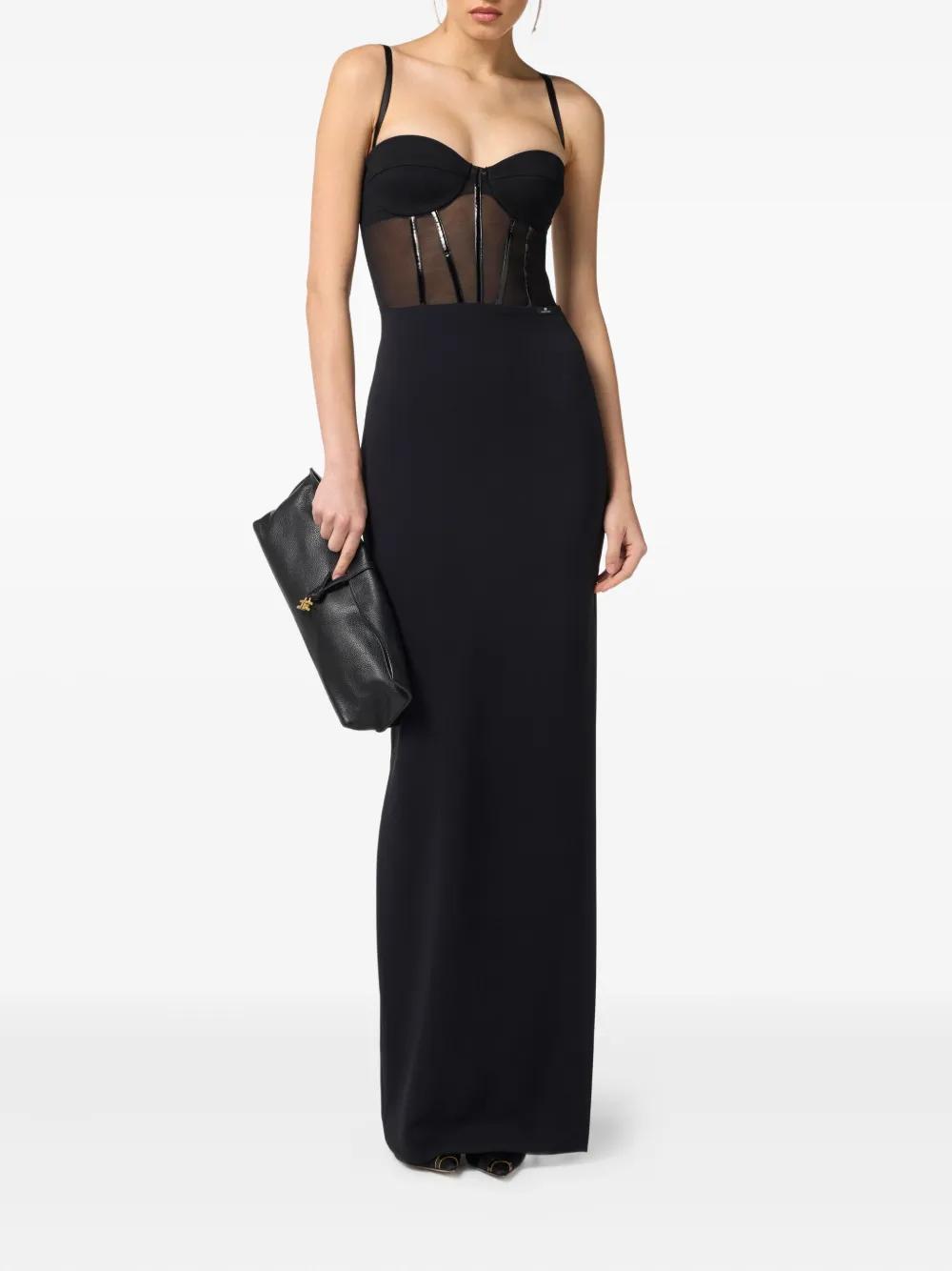 パーティードレス Elisabetta Franchi Fitted Black Evening Dress With Draped 27682459_57455700_600.jpg