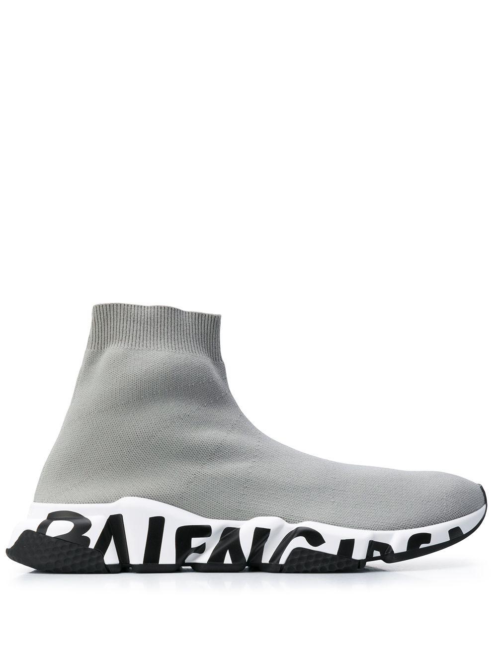 Balenciaga Graffiti Speed Sneaker in Gray for Men | Lyst