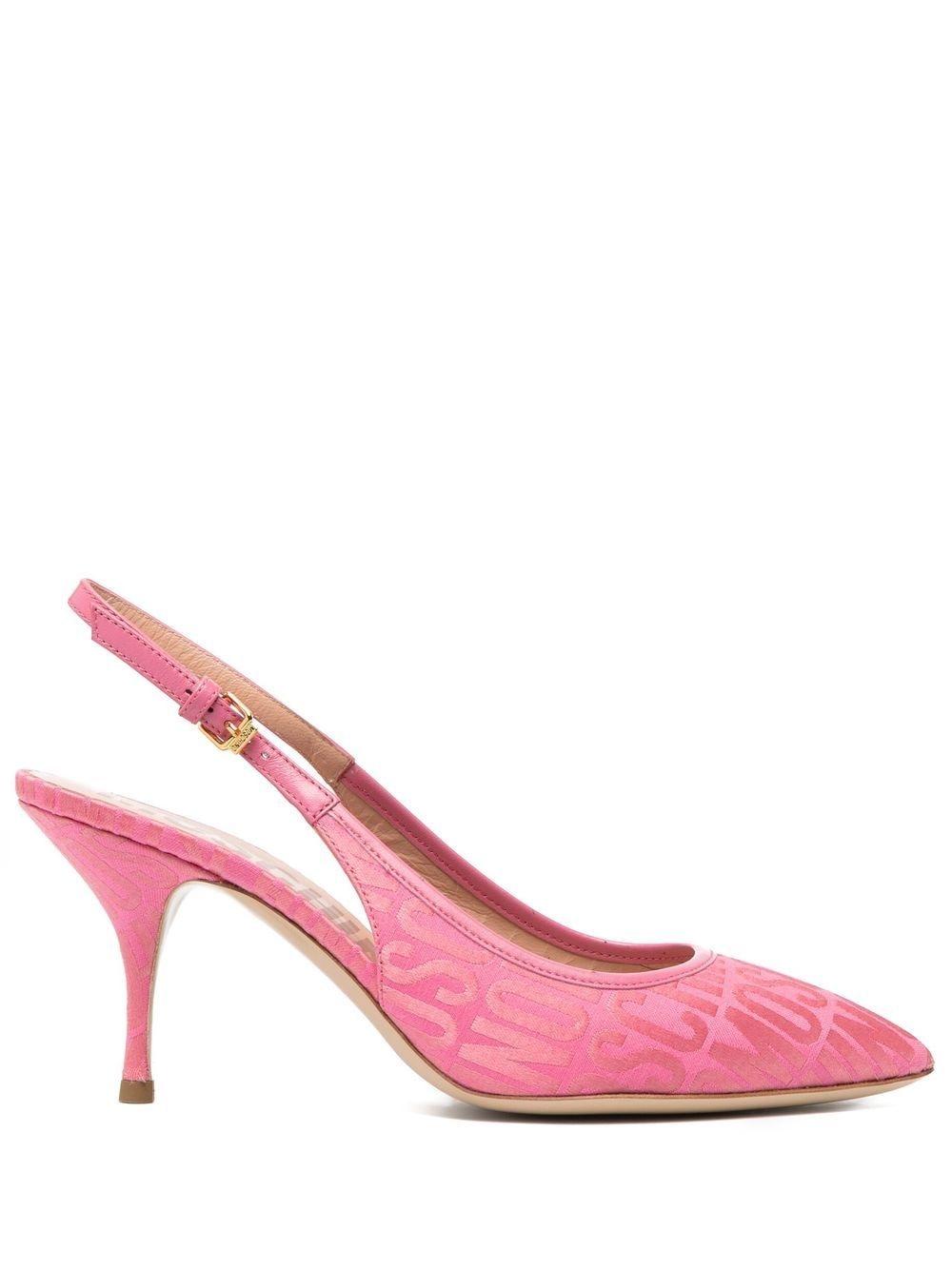 Moschino Logo-jacquard Slingback 90mm Pumps in Pink | Lyst